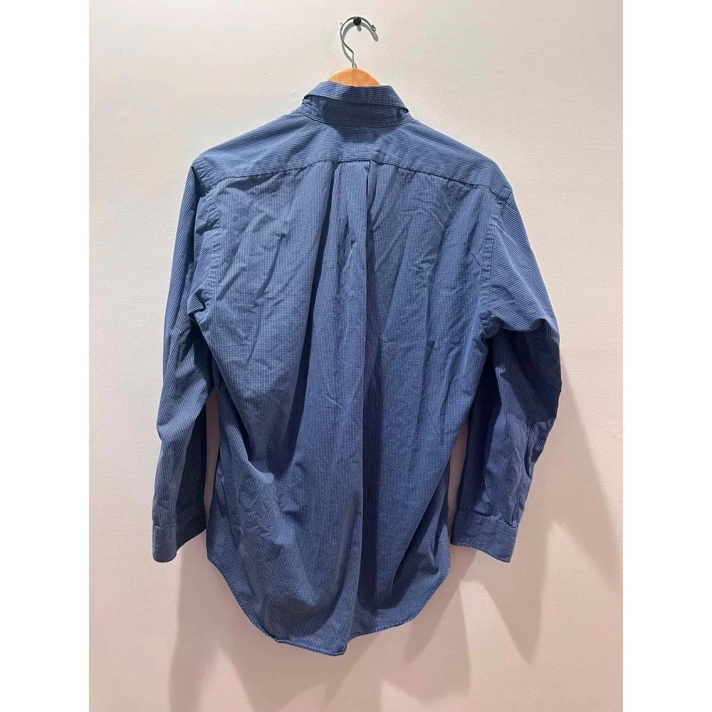 Ralph Lauren Button Down Mens Small Blue Check Blake Cotton Long Sleeve Shirt